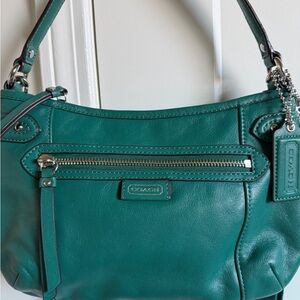 Coach 2013 Teal/Emerald Daisy Leather Convertible Shoulder Crossbody Bag